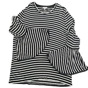 Maette Pullover Top Flared Sleeve, Black/White Stripe, Crewneck, size XXL